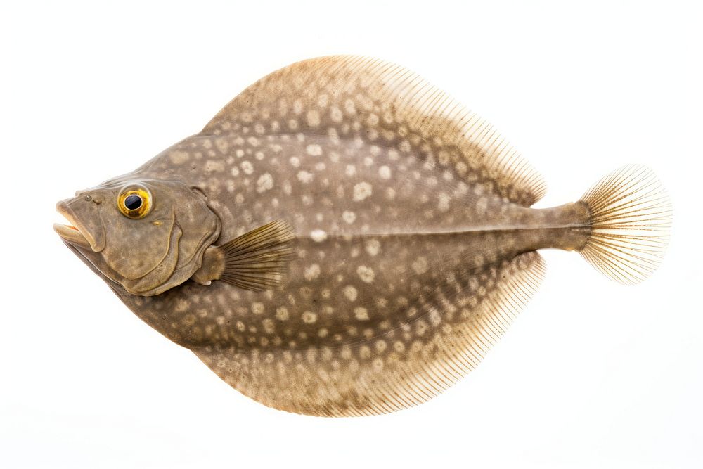 Flounder animal fish white background. AI generated Image by rawpixel.