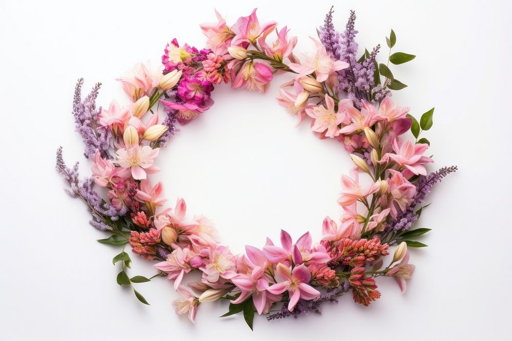 Flower wreath plant white background inflorescence. AI generated Image by rawpixel.