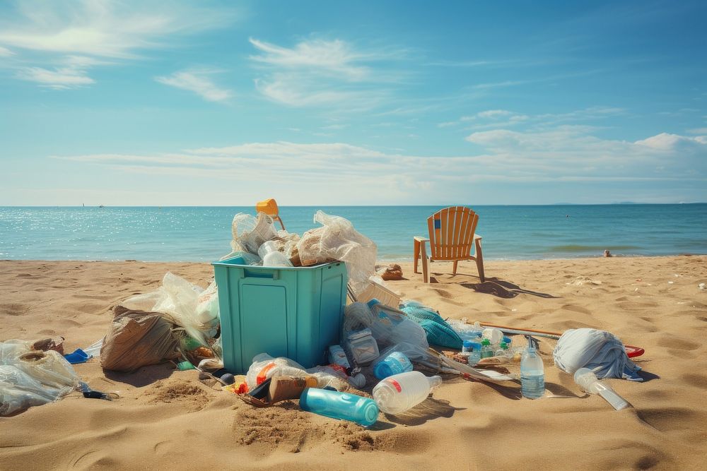 Garbage garbage beach day. 