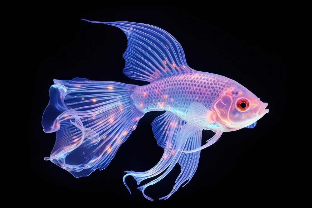 Glow fish animal pomacanthidae scorpionfish. AI generated Image by rawpixel.