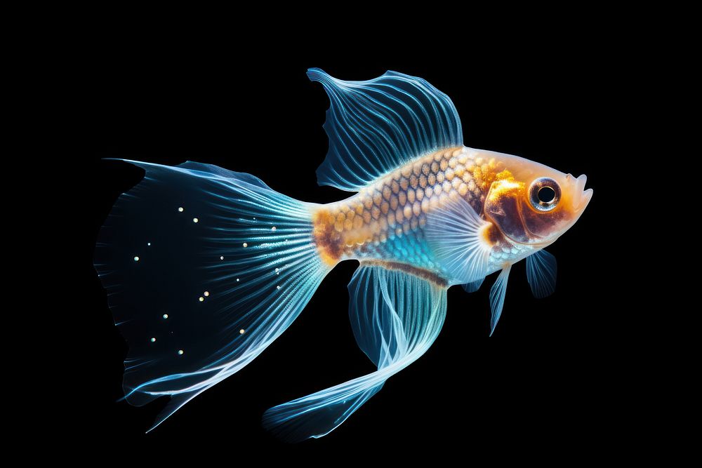 Glow fish animal pomacentridae pomacanthidae. AI generated Image by rawpixel.