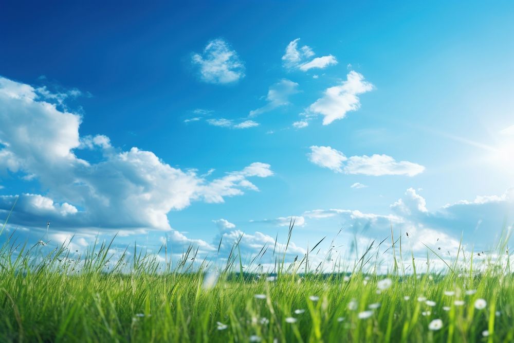 Grass meadow sky landscape outdoors. 