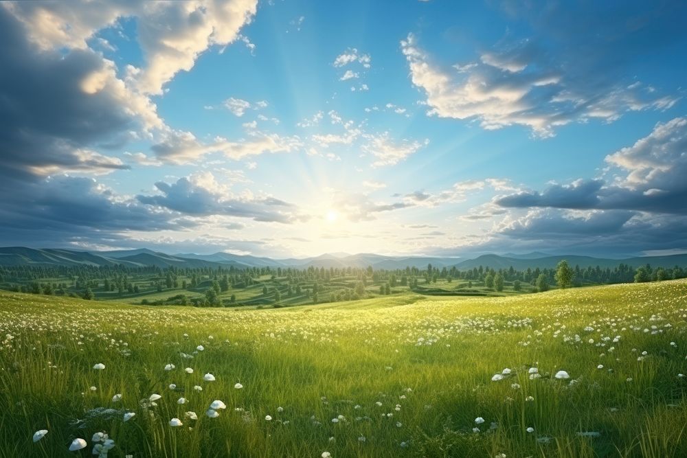 Grass meadow sky landscape grassland. | Premium Photo - rawpixel