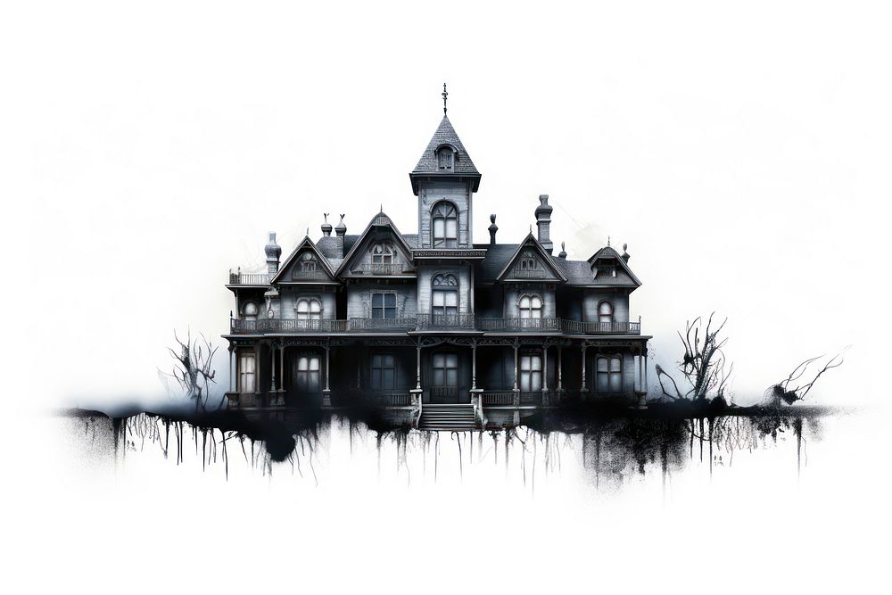 Haunted mansion architecture building house. AI generated Image by rawpixel.