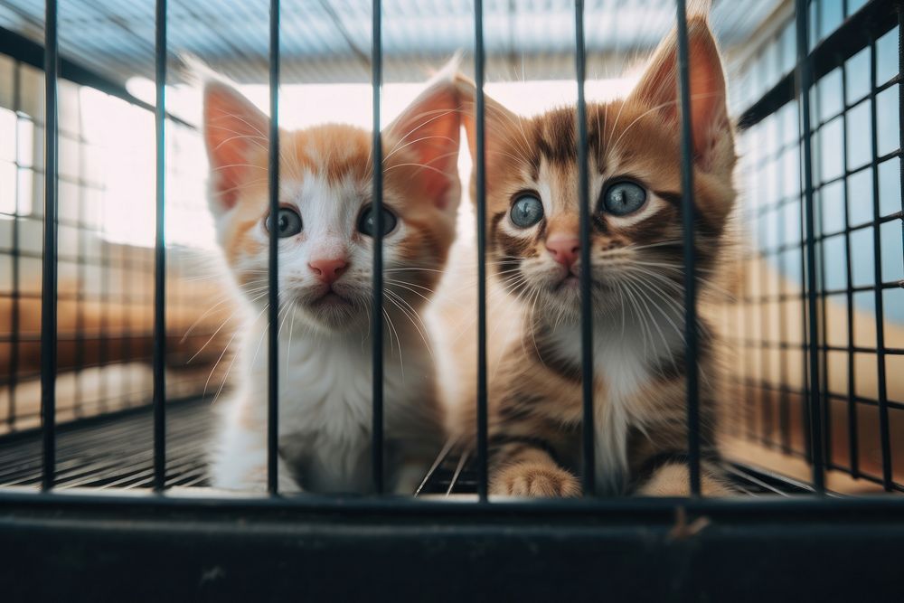 Kittens cage animal mammal. AI generated Image by rawpixel.