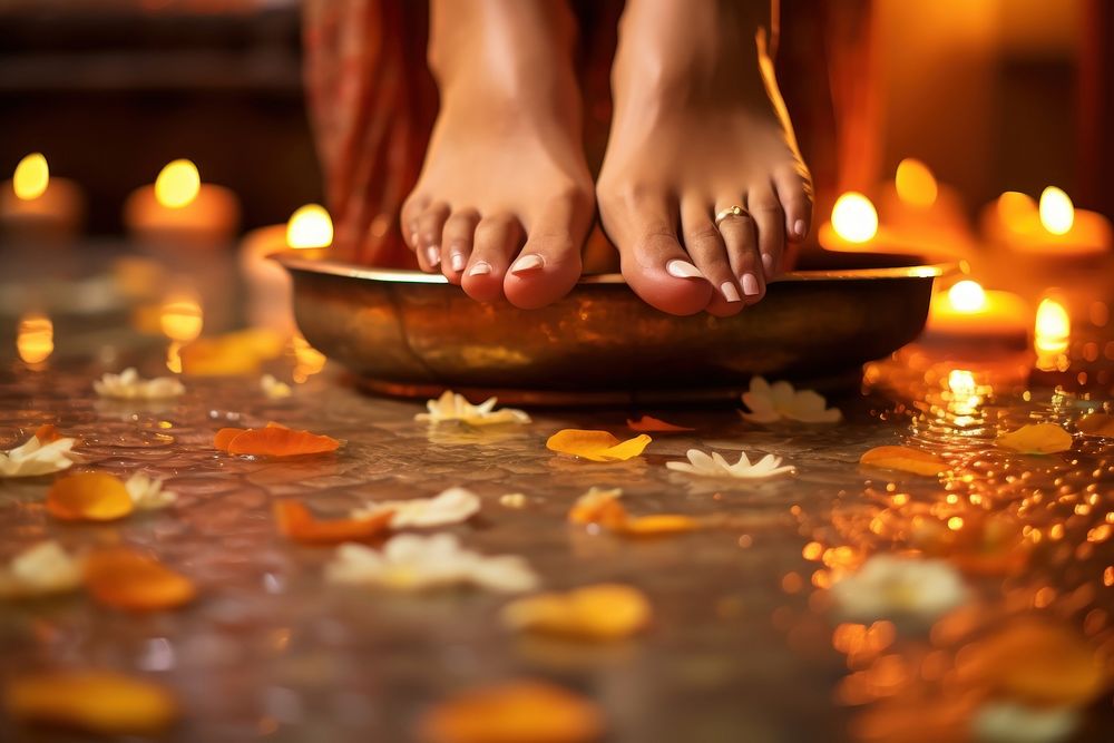 Reflexology Massage barefoot festival burning. AI generated Image by rawpixel.