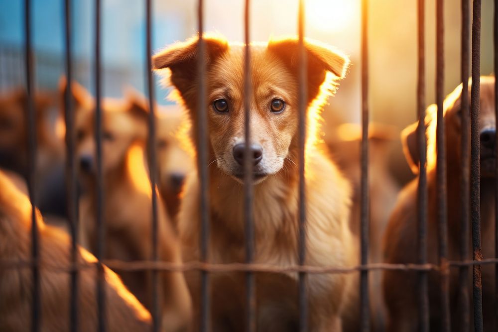 Dogs animal mammal cage. AI generated Image by rawpixel.