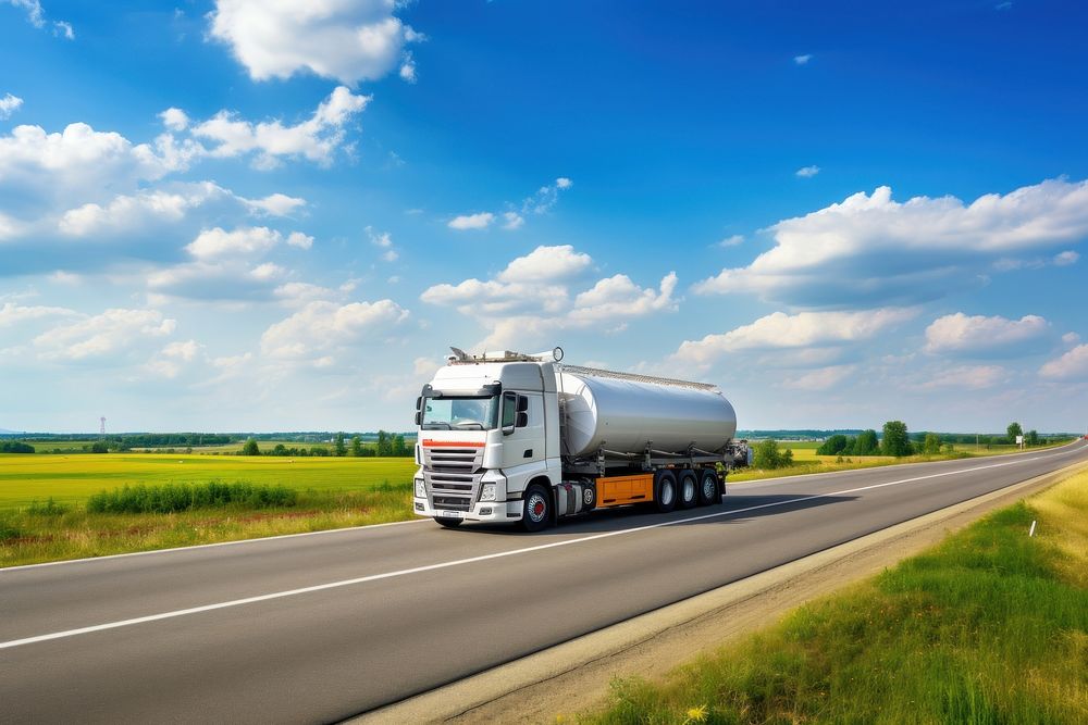 Tanker truck vehicle highway day. AI generated Image by rawpixel.