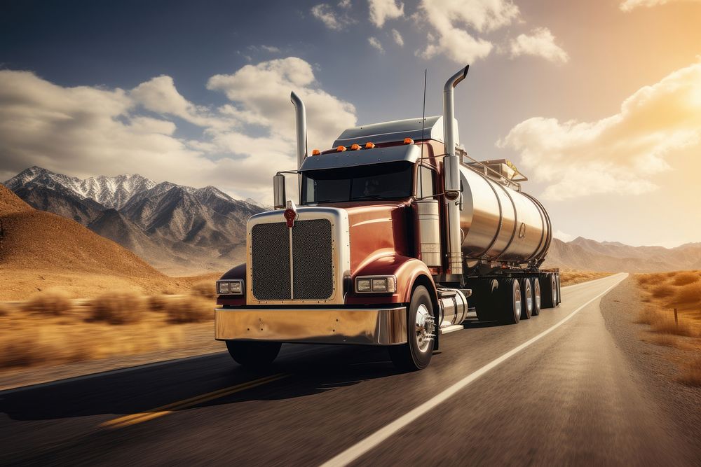 Tanker truck vehicle highway transportation. AI generated Image by rawpixel.