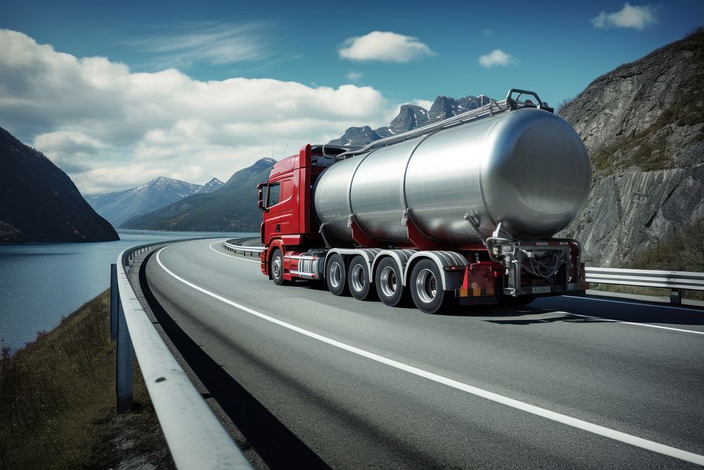 Tanker truck vehicle highway day. AI generated Image by rawpixel.