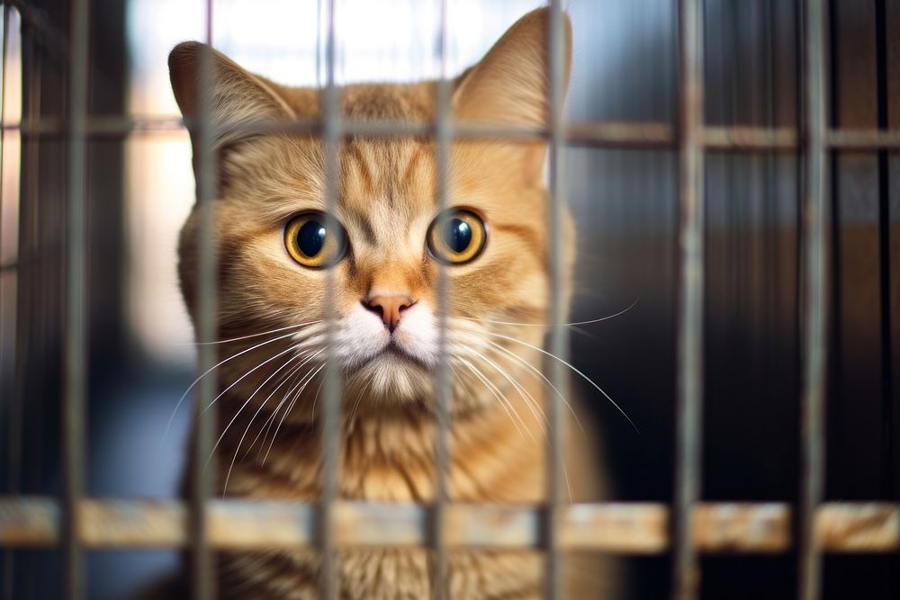 Cat animal mammal cage. AI generated Image by rawpixel.