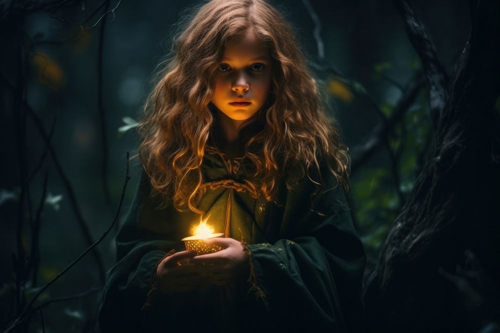 Young witch forest contemplation spirituality. AI generated Image by rawpixel.