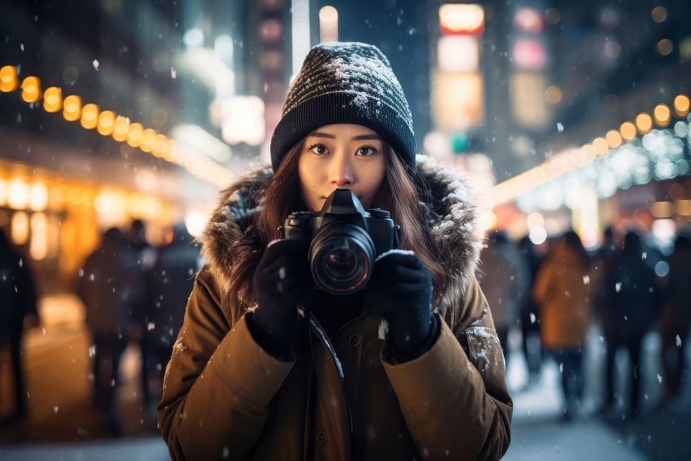 Looking through lens camera portrait holding. AI generated Image by rawpixel.