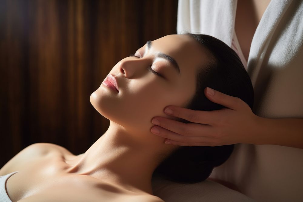 Asian woman receiving a head massage luxury female adult. AI generated Image by rawpixel.