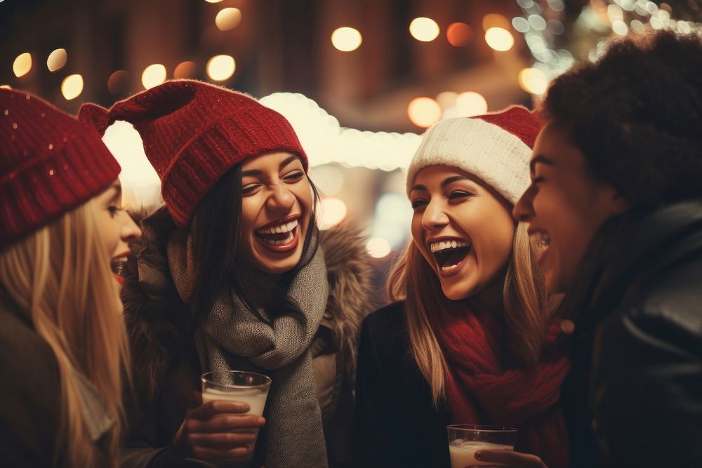 Christmas festival laughing motion winter. AI generated Image by rawpixel.