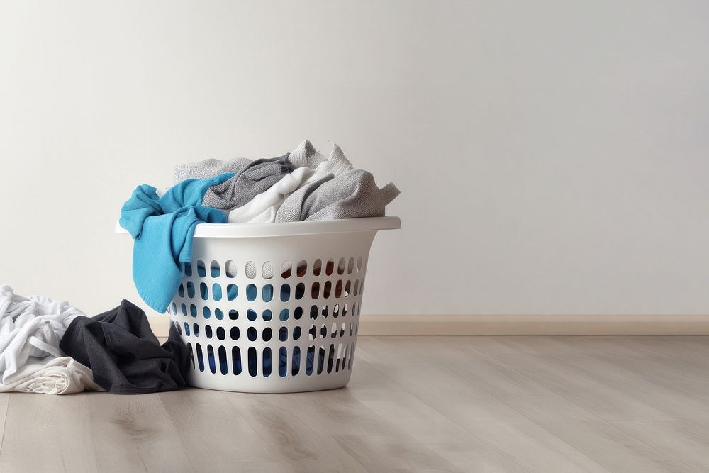 Laundry basket floor copy space. AI generated Image by rawpixel.