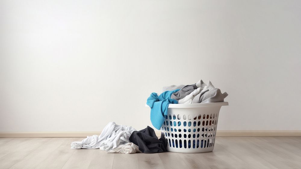 Laundry basket floor copy space. AI generated Image by rawpixel.