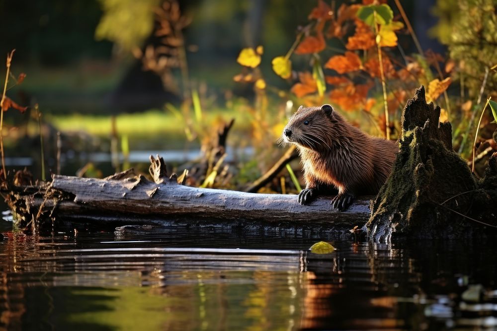Beaver dam nature wildlife outdoors. AI generated Image by rawpixel.