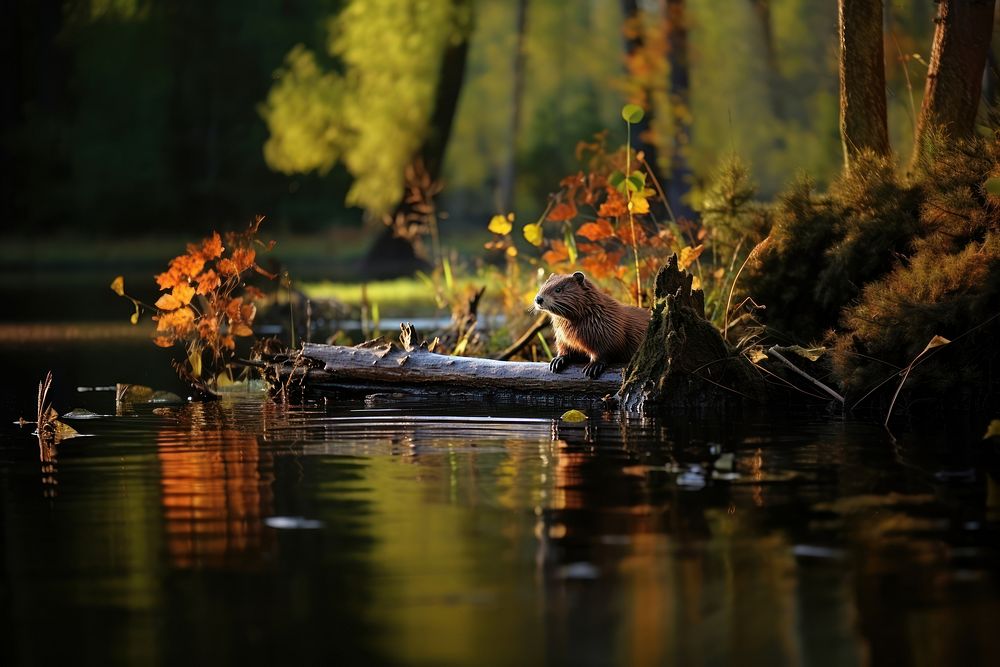 Beaver dam nature outdoors wildlife. AI generated Image by rawpixel.