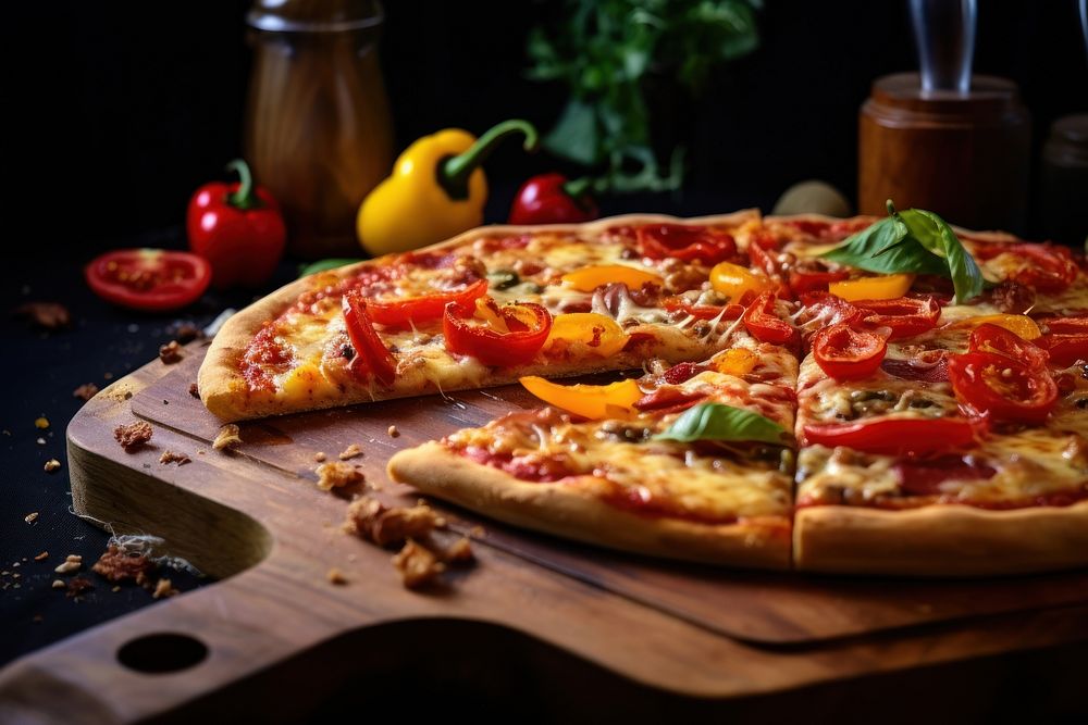 Board cookware pizza food mozzarella. AI generated Image by rawpixel.