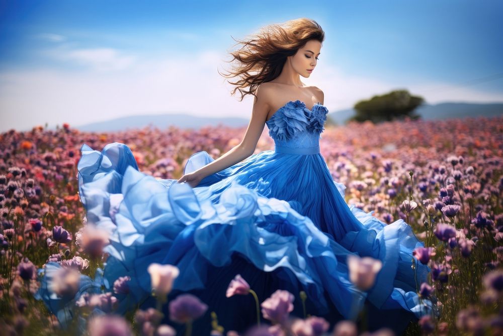 Blue dress flower outdoors blossom. | Free Photo - rawpixel