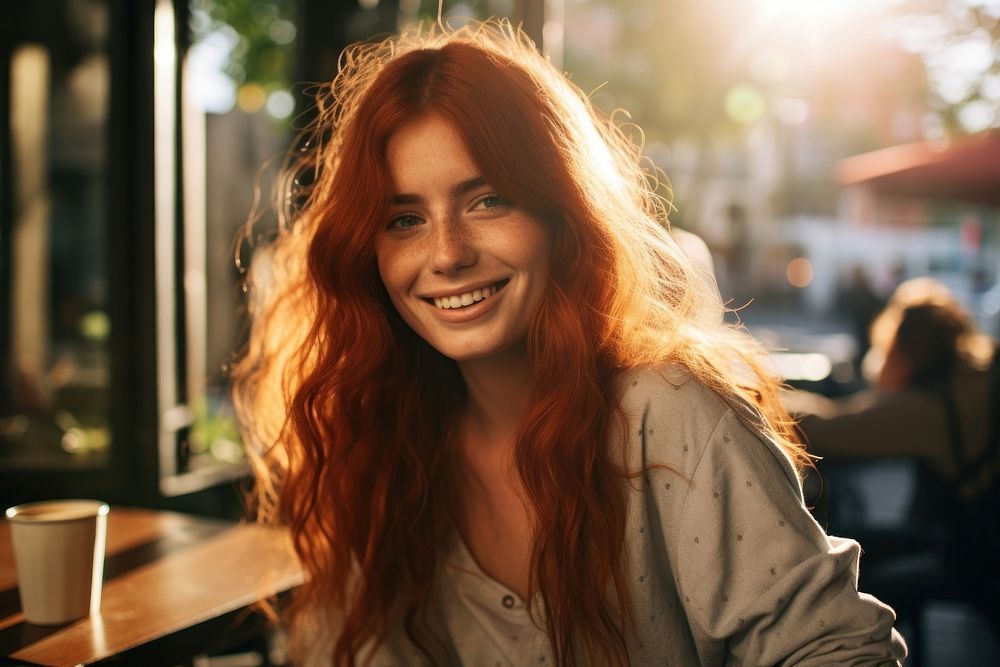 Parisian cafe smile laughing portrait. AI generated Image by rawpixel.