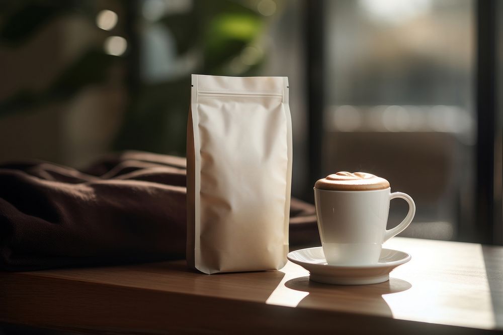 Latte coffee bag drink cup. AI generated Image by rawpixel.