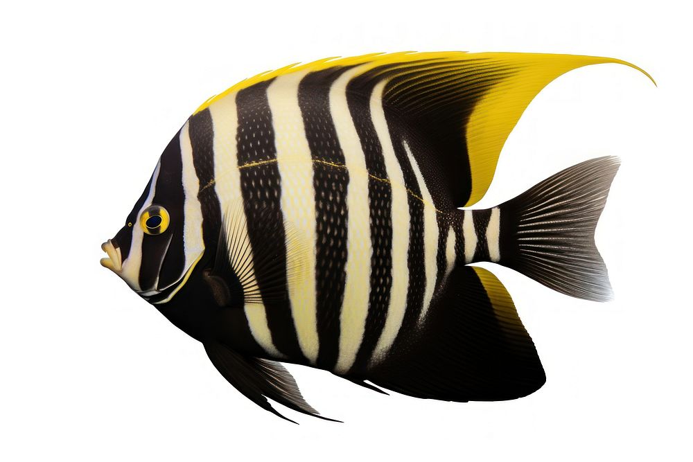A loyal angel fish animal sea white background. AI generated Image by rawpixel.