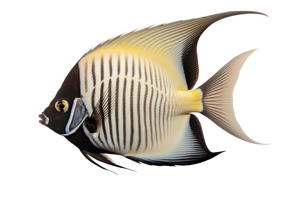 A loyal angel fish animal sea white background. 