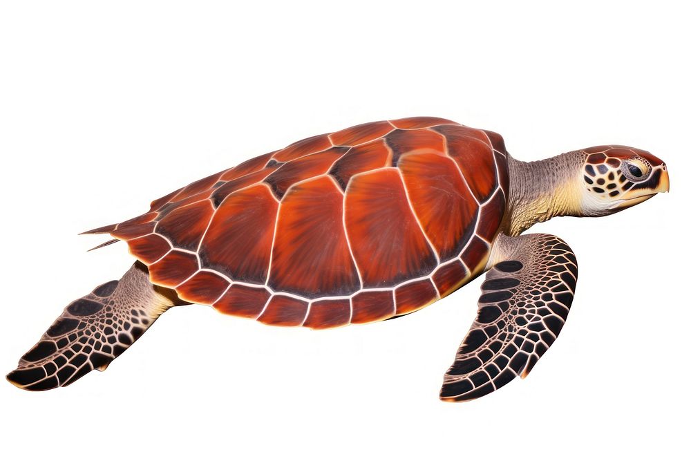 A sea turtle swimming reptile animal white background. AI generated Image by rawpixel.