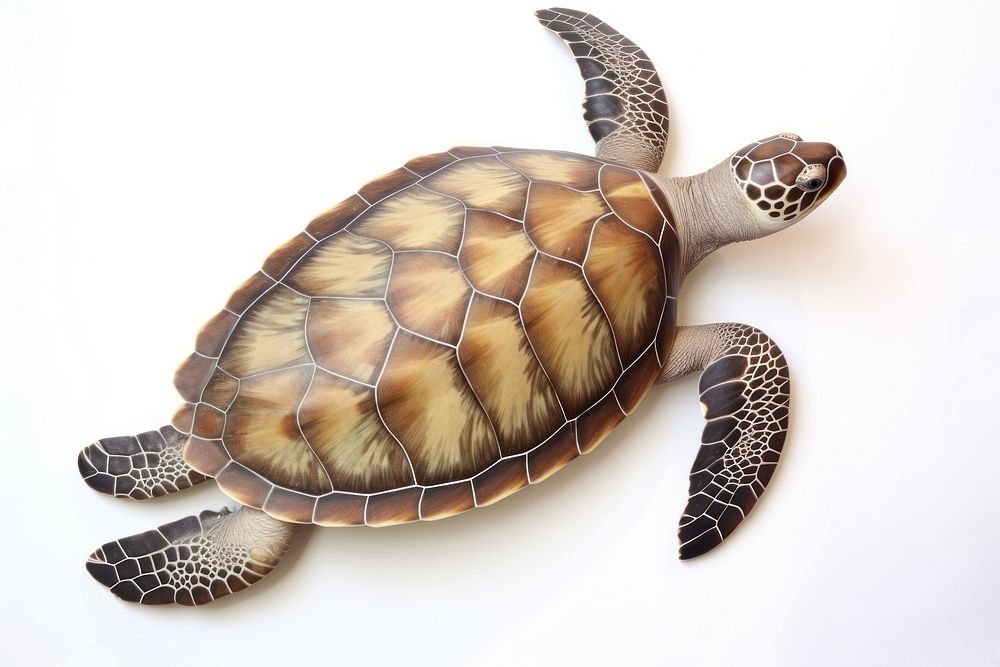 A sea turtle reptile animal white background. AI generated Image by rawpixel.