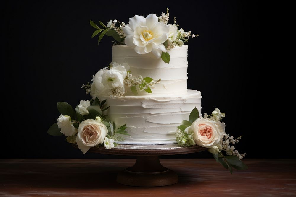 White wedding cake flower decoration dessert. AI generated Image by rawpixel.