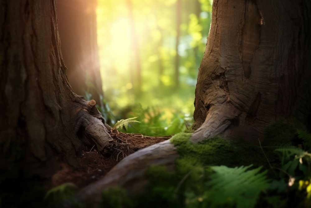 Woodland nature backgrounds sunlight. AI generated Image by rawpixel.