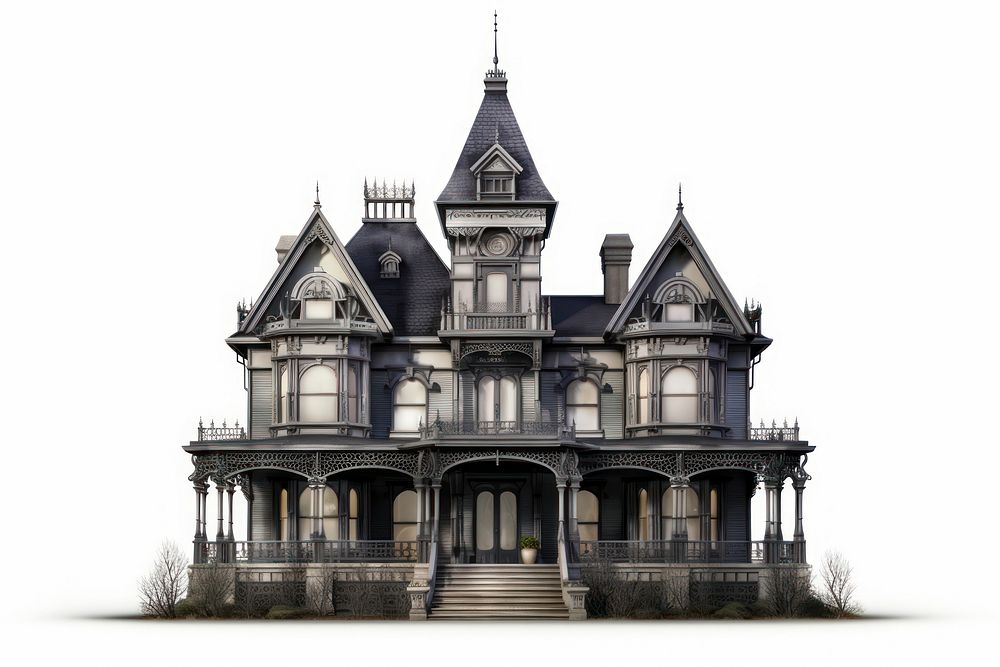 Haunted mansion architecture building house. AI generated Image by rawpixel.