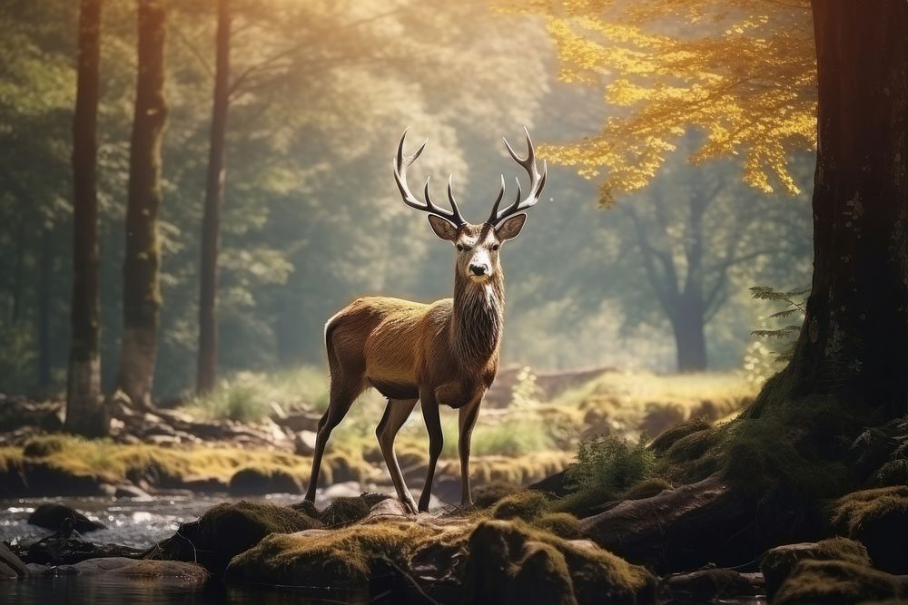 Deer nature wildlife outdoors. AI generated Image by rawpixel.