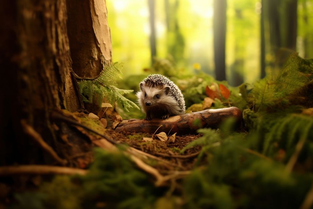 Hedgehog nature outdoors woodland. AI generated Image by rawpixel.