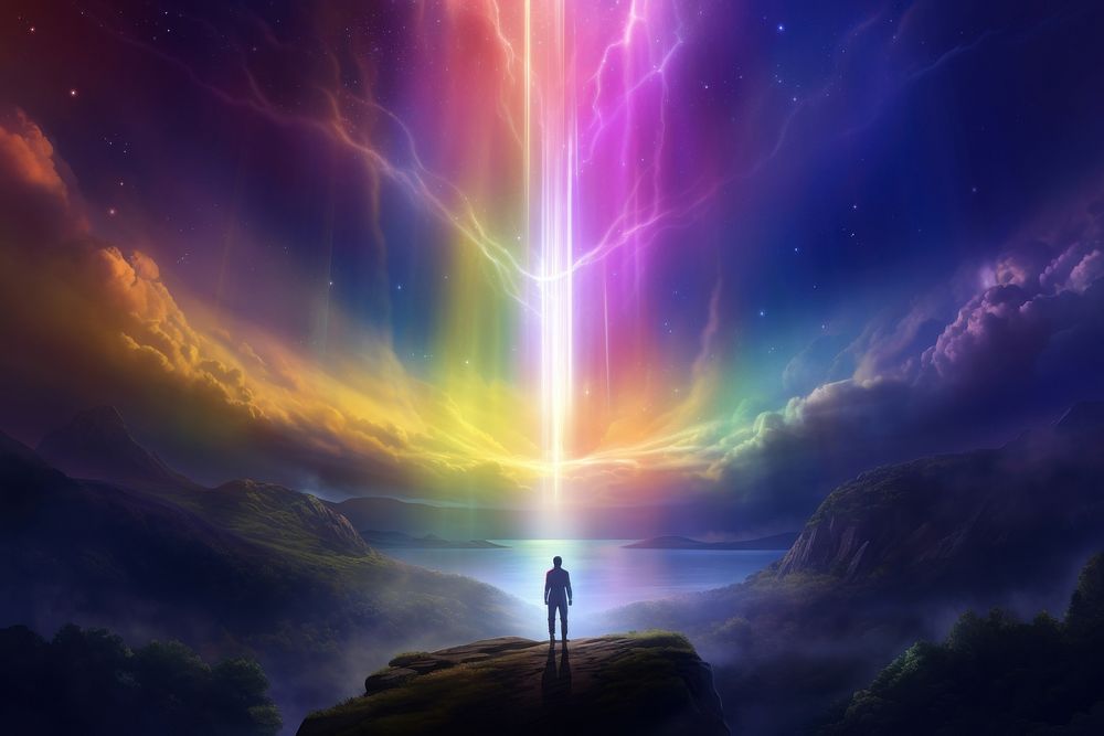 Rainbow light landscape outdoors nature. AI generated Image by rawpixel.
