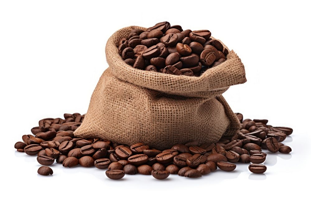 Coffee beans bag white background freshness. AI generated Image by rawpixel.