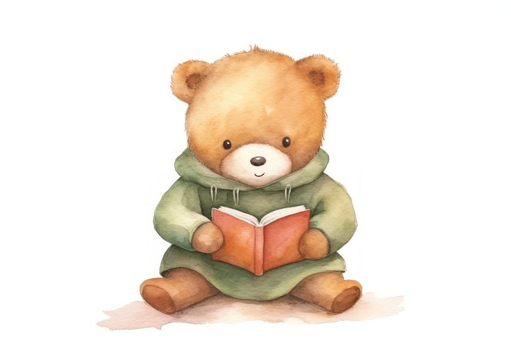 Bear reading cartoon book. 