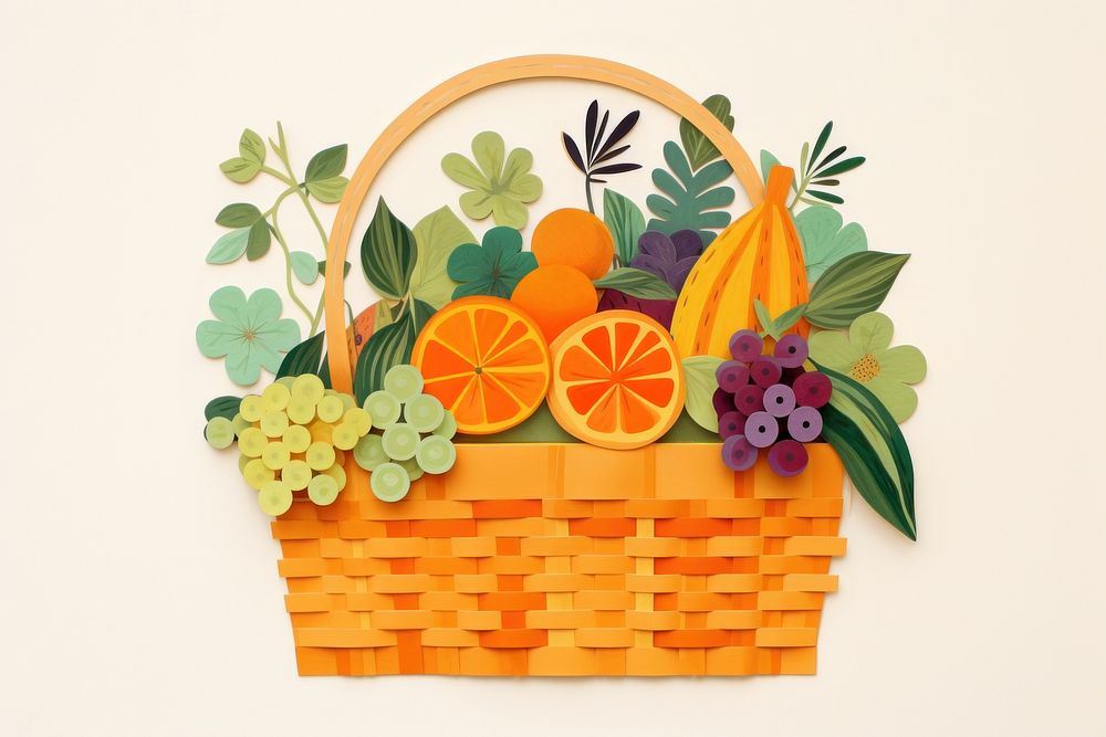 Fruit basket art plant food. AI generated Image by rawpixel.