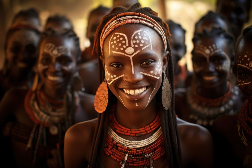 African Tribes tribe smiling adult. AI generated Image by rawpixel.