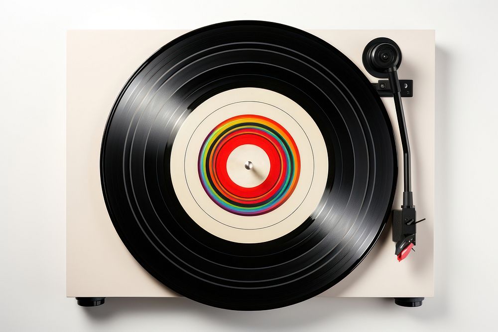 Gramophone electronics record white background. 