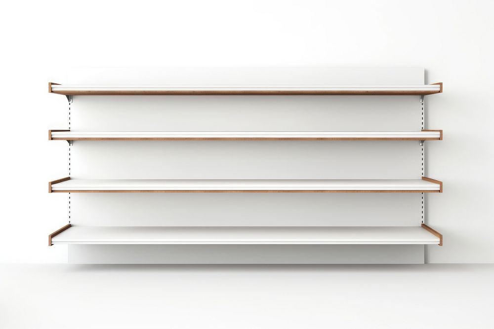 Shelf furniture white white background. AI generated Image by rawpixel.