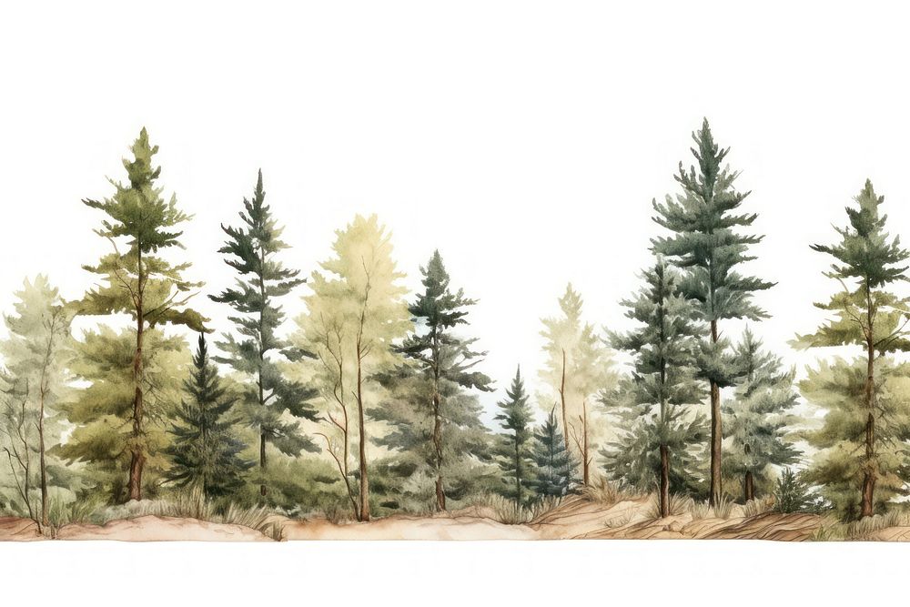 Border pine trees outdoors woodland nature. AI generated Image by rawpixel.