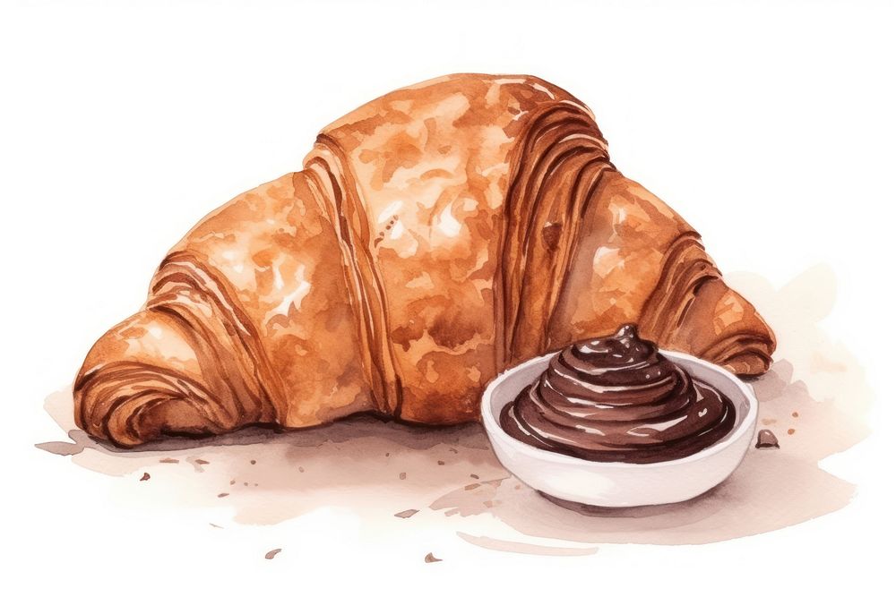 Croissant chocolate food white background. AI generated Image by rawpixel.