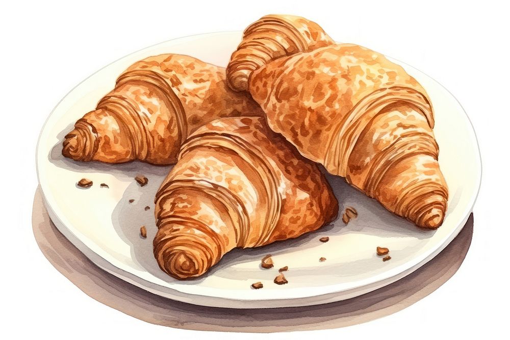 Croissant plate bread food. AI generated Image by rawpixel.