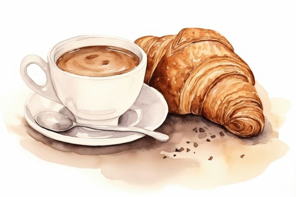 Croissant cup coffee drink. AI generated Image by rawpixel.