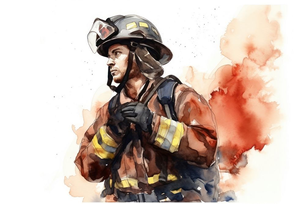 Firefighter helmet adult photography. AI generated Image by rawpixel.