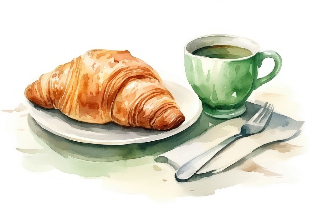 Croissant bread food cup. AI generated Image by rawpixel.