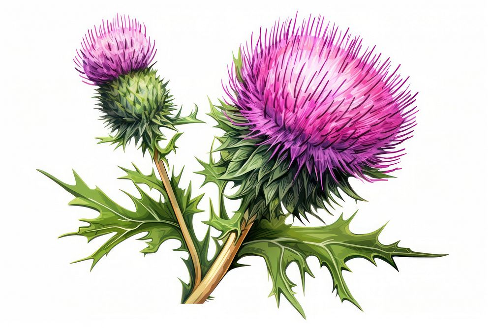 Thistle flower plant food white background. AI generated Image by rawpixel.